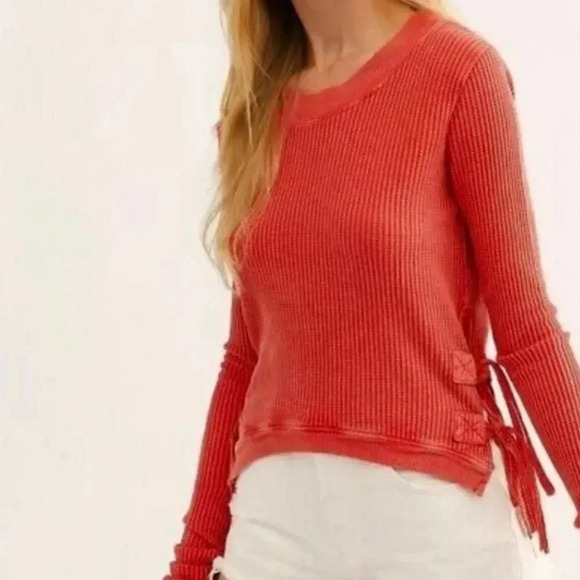 Free People FP One Cropped Interlaken Top in Red - Picture 1 of 9